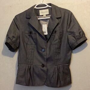 NWT Banana Republic Gray w Blue Short Sleeves Pinstripes Blazer Size 10